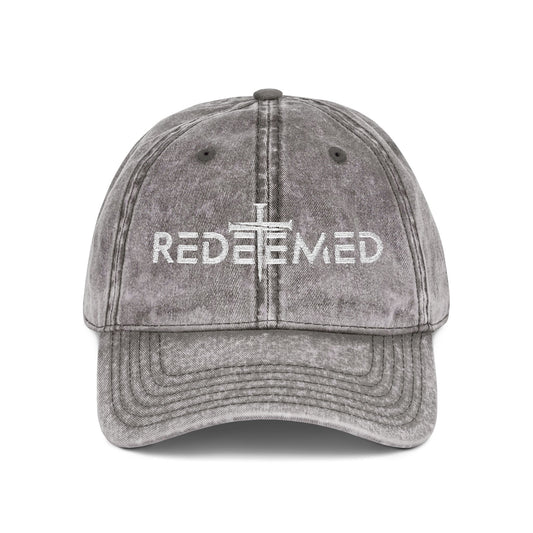 Redeemed Cross Vintage Distressed Dad Hat – Christian Faith Cap
