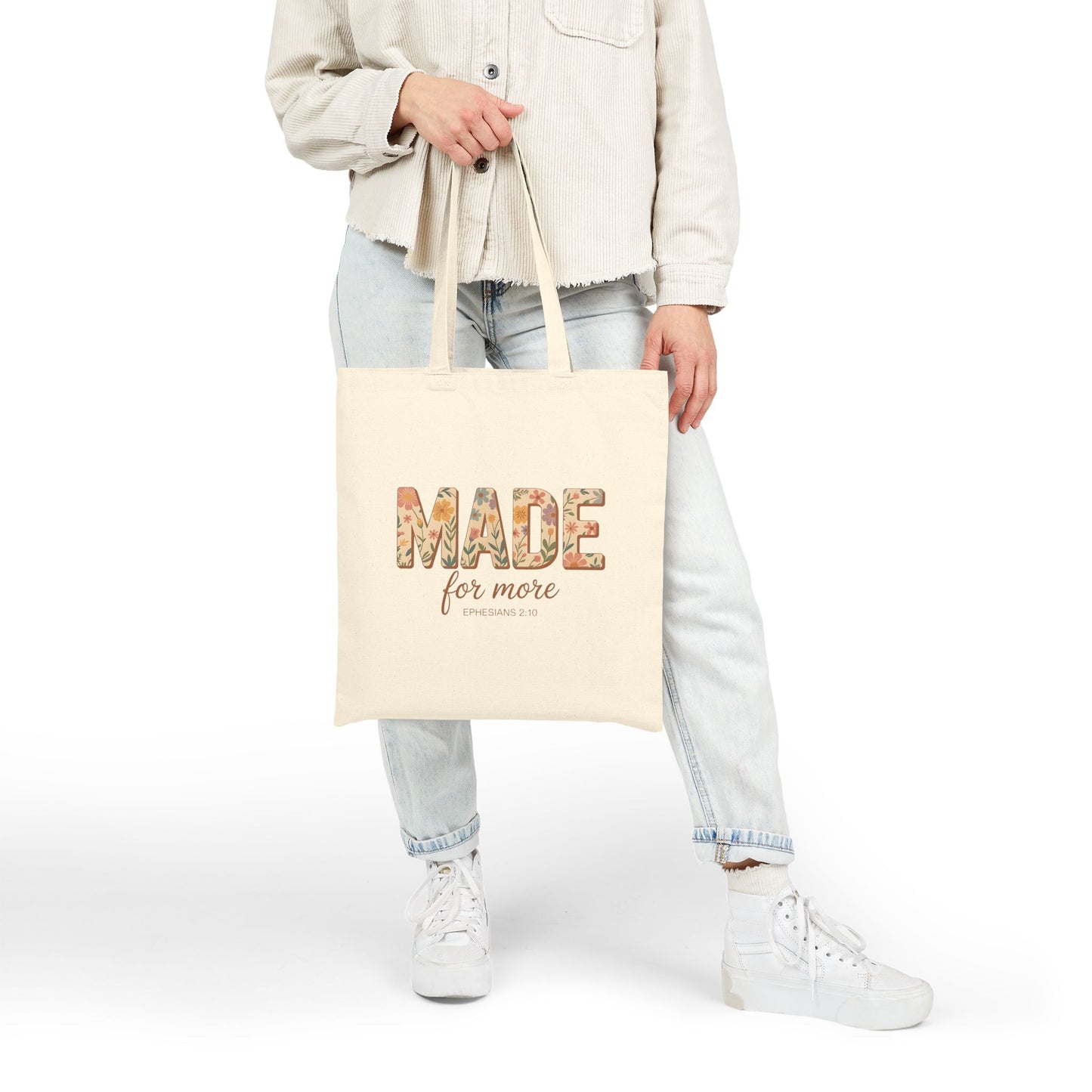 Made for More – Ephesians 2:10 Canvas Tote | Eco-Friendly Scripture Bag