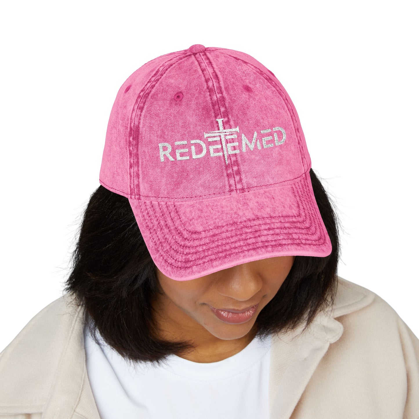 Redeemed Cross Vintage Distressed Dad Hat – Christian Faith Cap