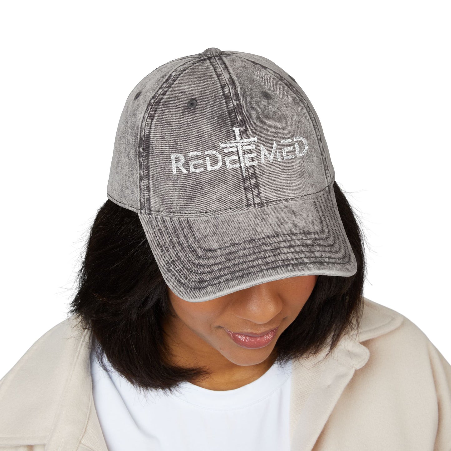Redeemed Cross Vintage Distressed Dad Hat – Christian Faith Cap