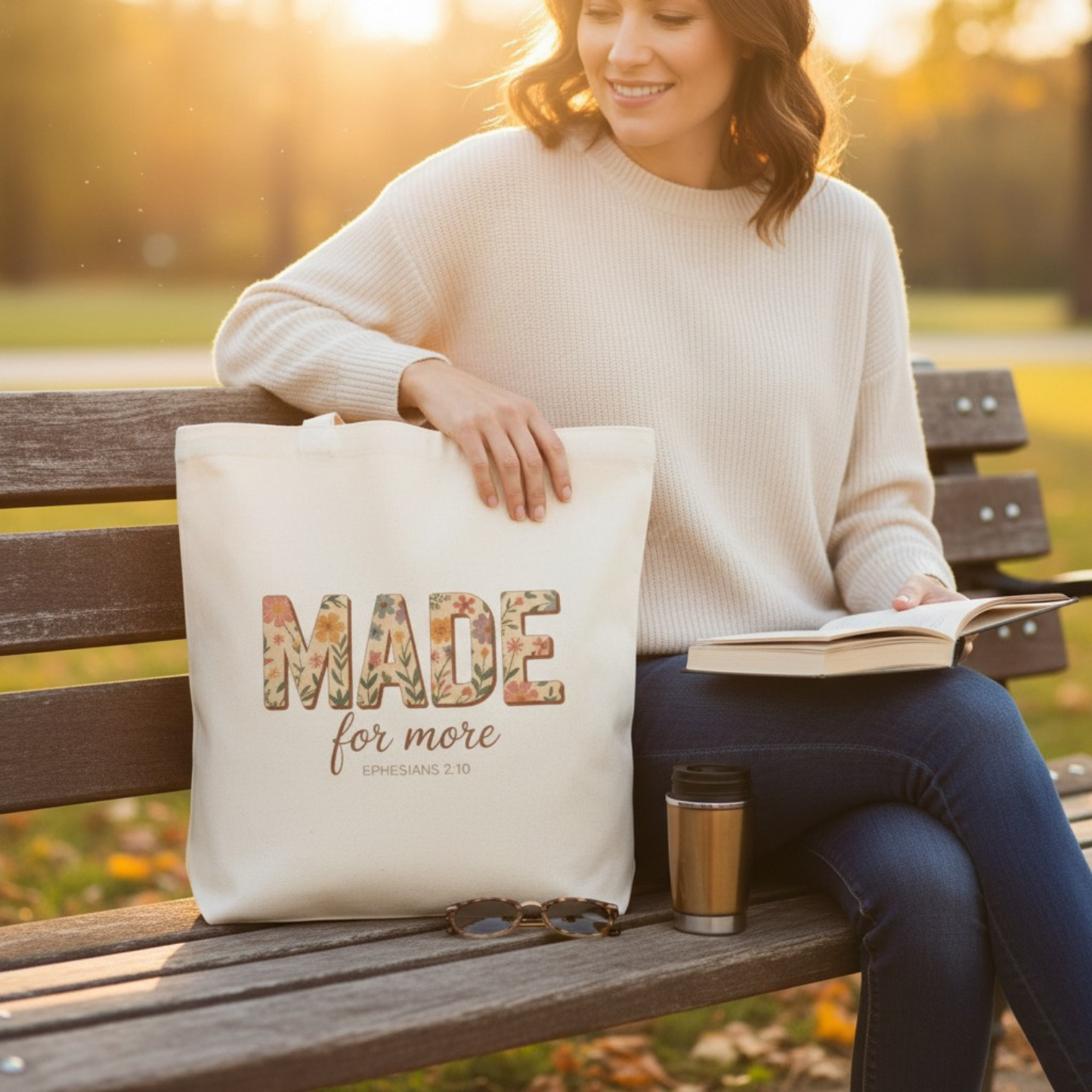Made for More – Ephesians 2:10 Canvas Tote | Eco-Friendly Scripture Bag