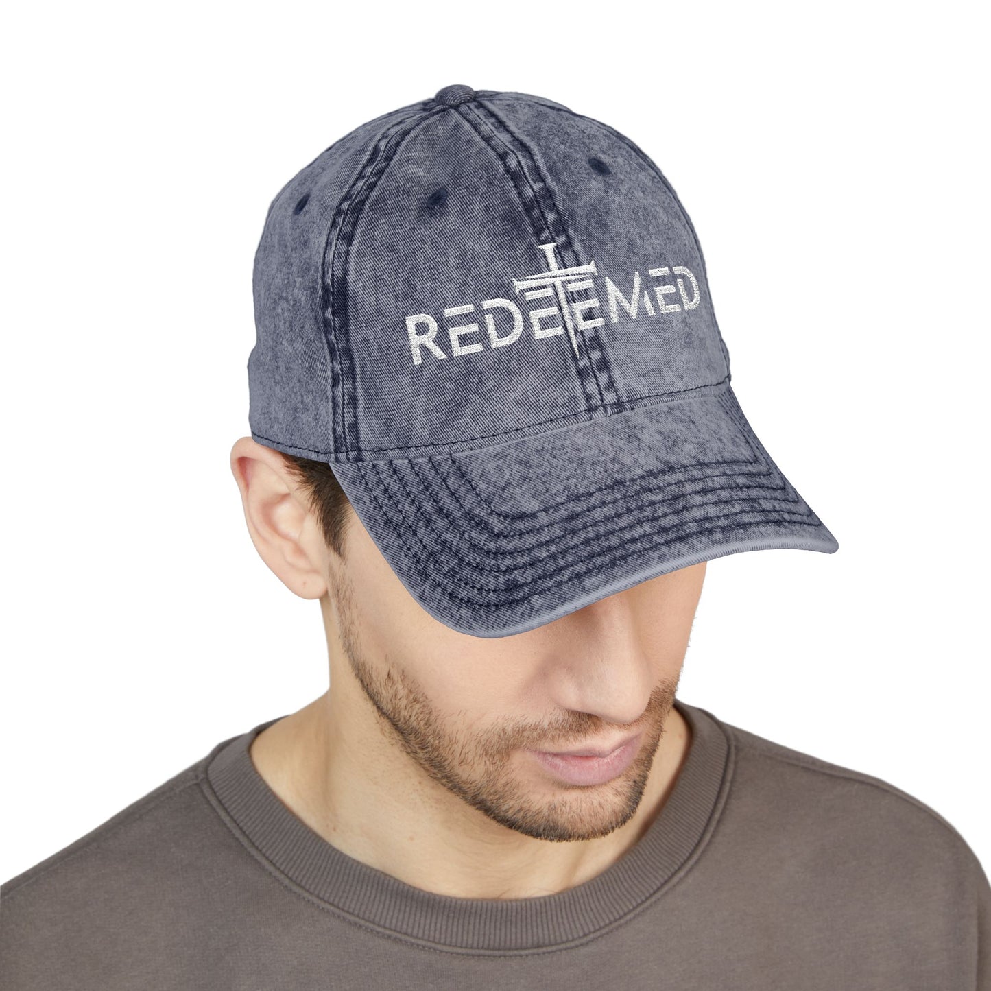 Redeemed Cross Vintage Distressed Dad Hat – Christian Faith Cap