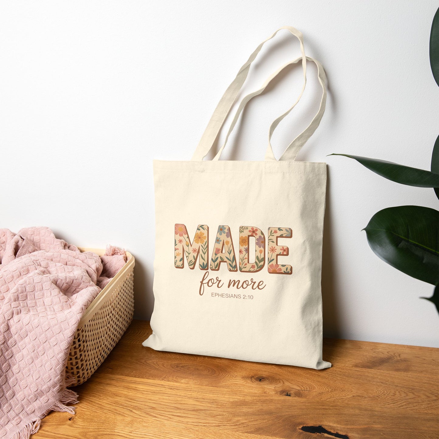 Made for More – Ephesians 2:10 Canvas Tote | Eco-Friendly Scripture Bag