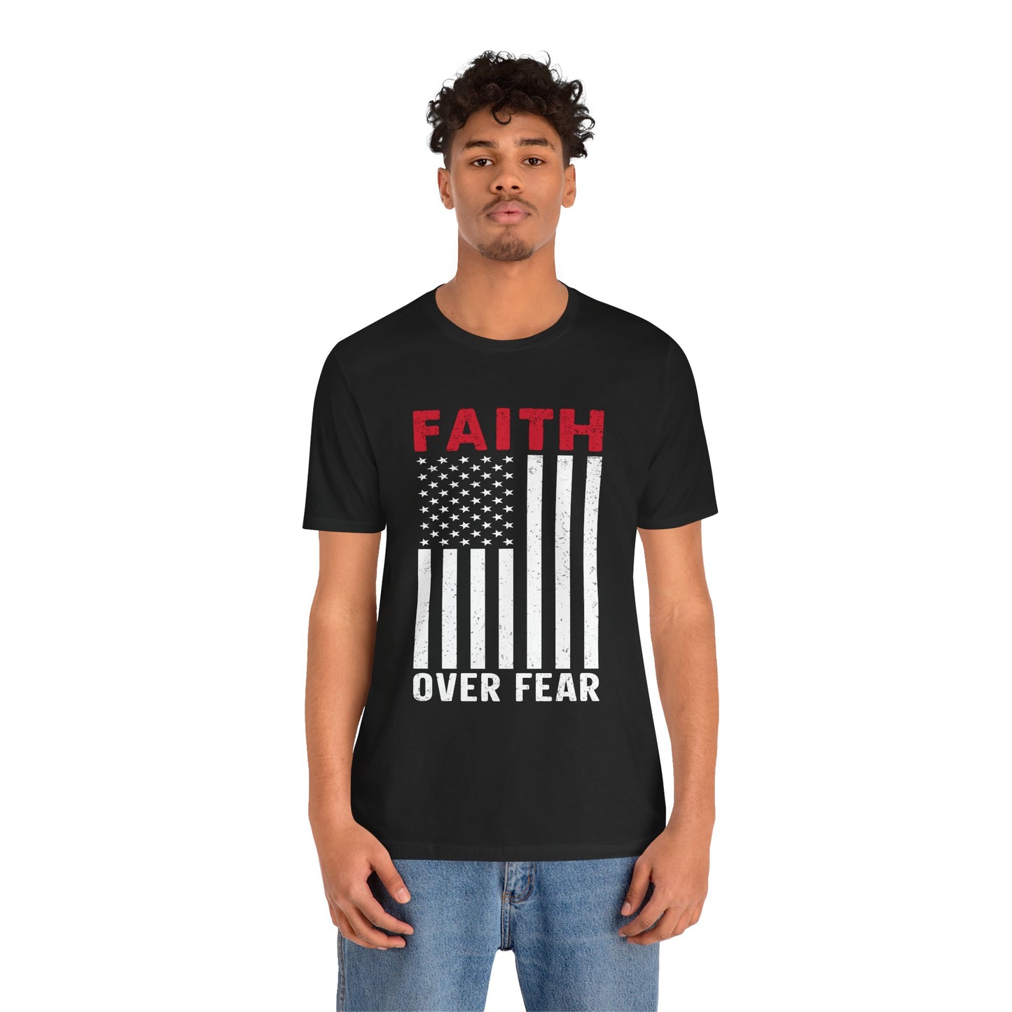 Faith Over Fear – American Flag Tee | Christian Patriotic Shirt