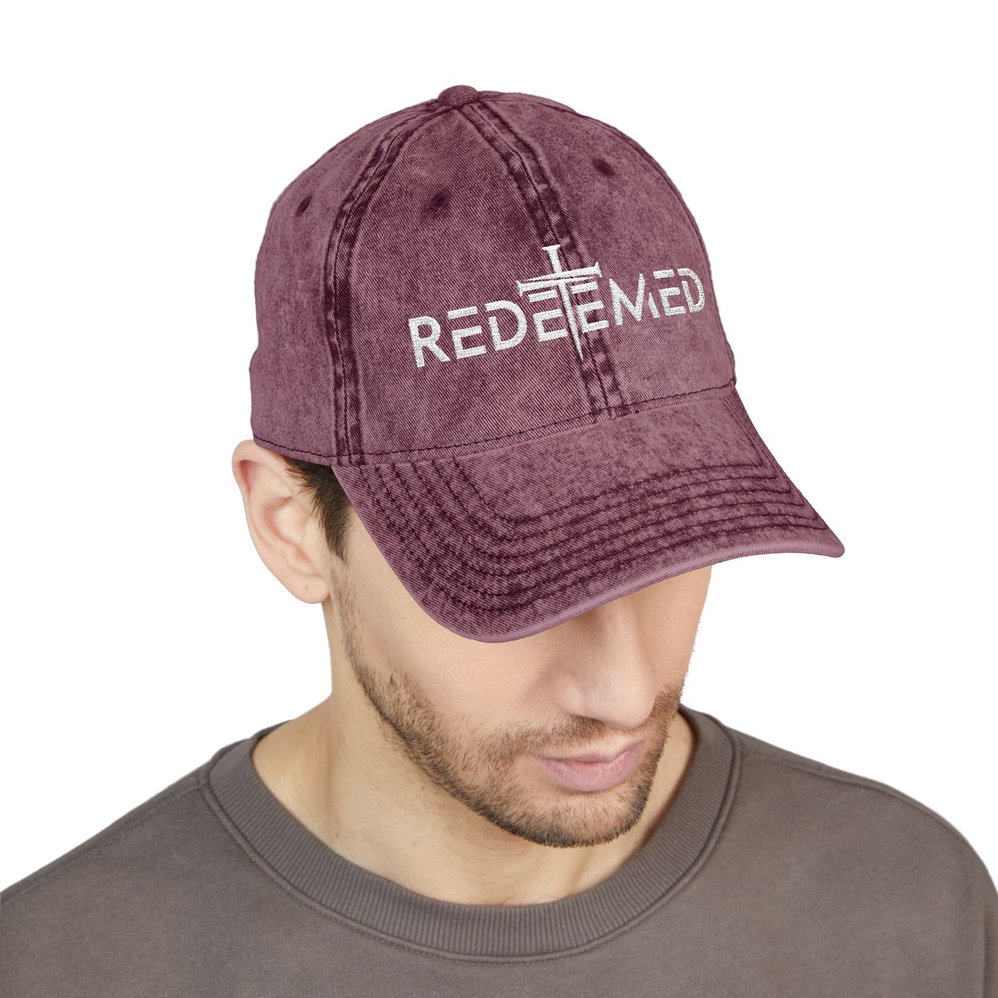 Redeemed Cross Vintage Distressed Dad Hat – Christian Faith Cap