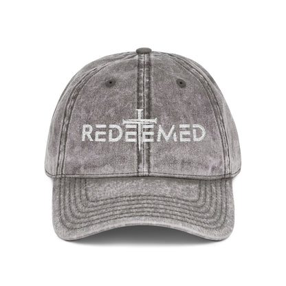 Redeemed Cross Vintage Distressed Dad Hat – Christian Faith Cap
