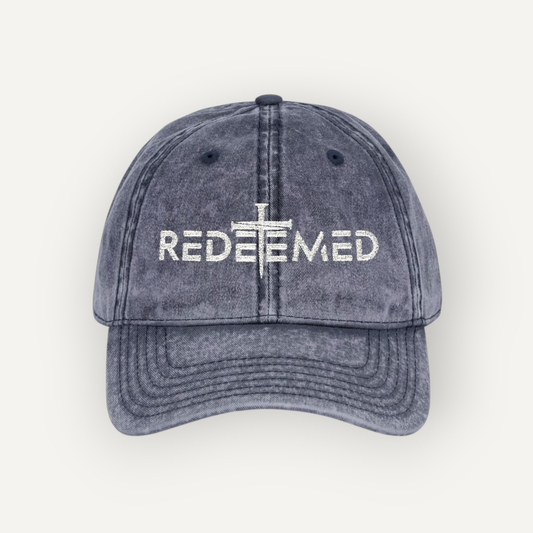 Redeemed Cross Vintage Distressed Dad Hat – Christian Faith Cap
