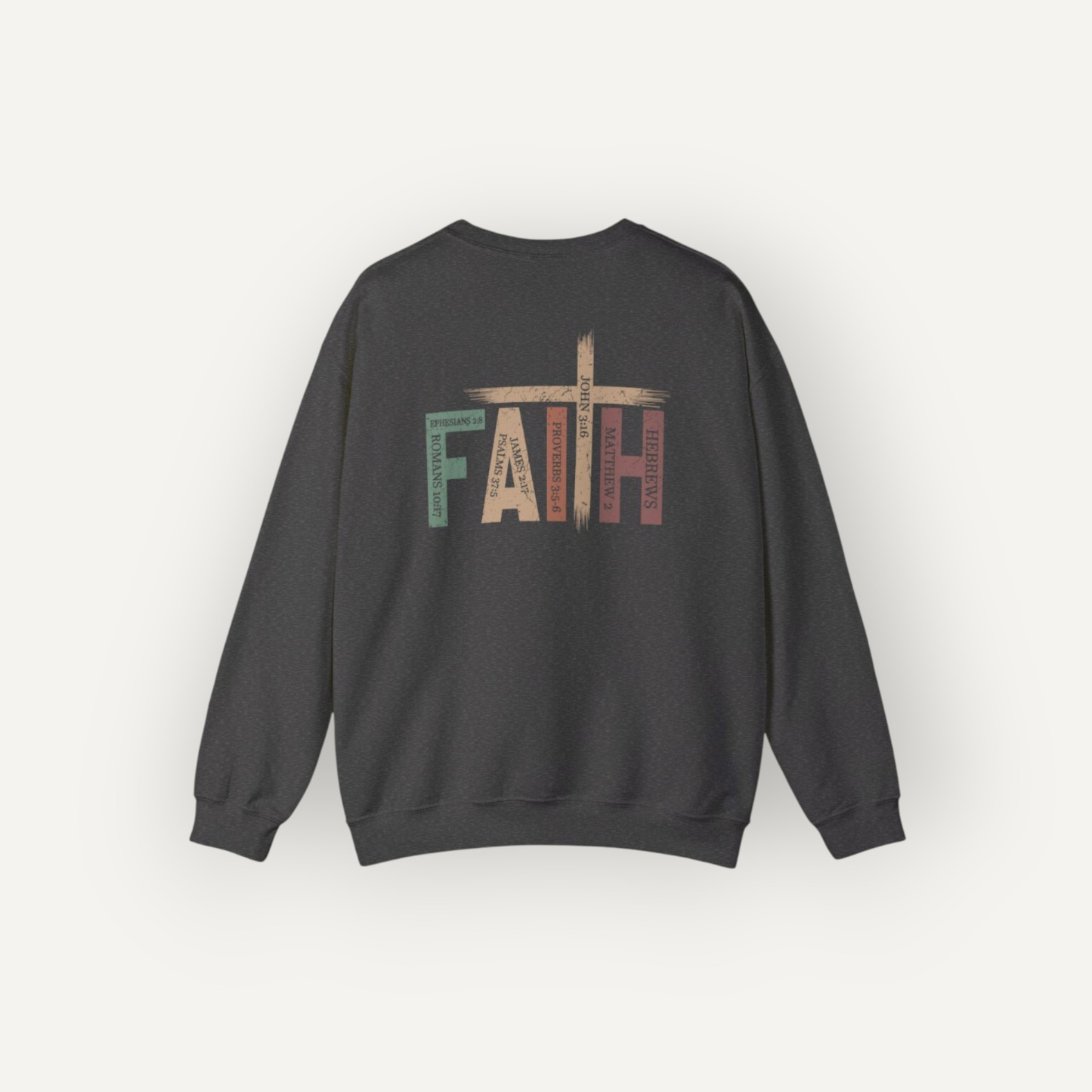Faith Cross Crewneck Sweatshirt – Rustic Christian Graphic Sweatshirt