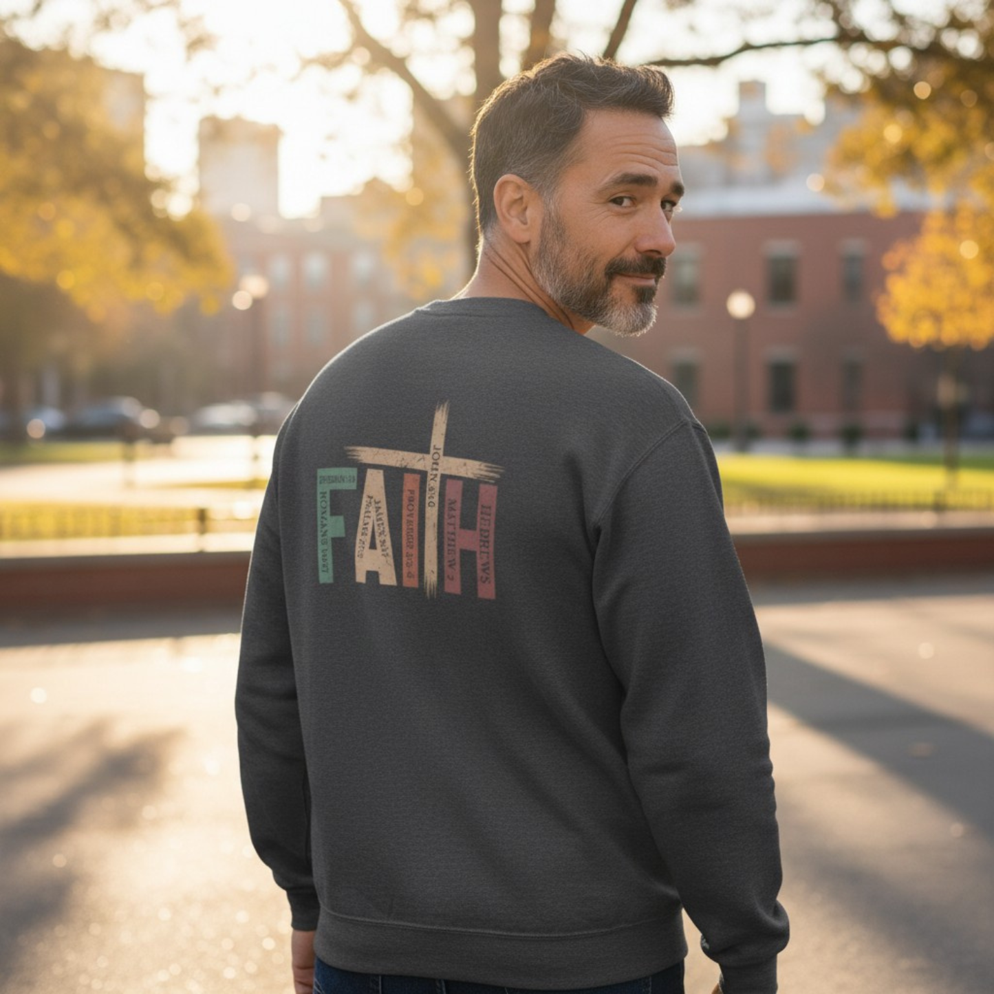 Faith Cross Crewneck Sweatshirt – Rustic Christian Graphic Sweatshirt