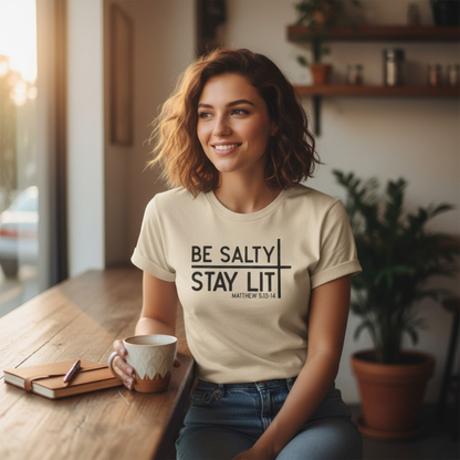 Be Salty, Stay Lit – Matthew 5:13-14 Tee | Christian Unisex Tee
