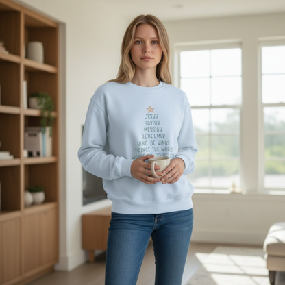 Names of Jesus Christmas Tree Sweatshirt – Christian Crewneck