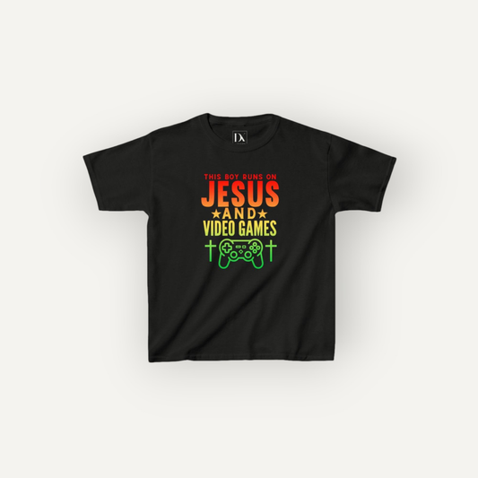 This Boy Runs on Jesus and Video Games | Kids’ Heavy Cotton Tee