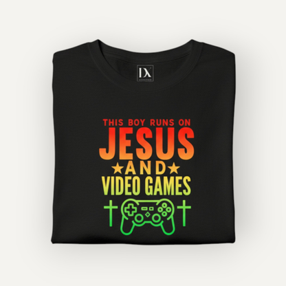 This Boy Runs on Jesus and Video Games | Kids’ Heavy Cotton Tee
