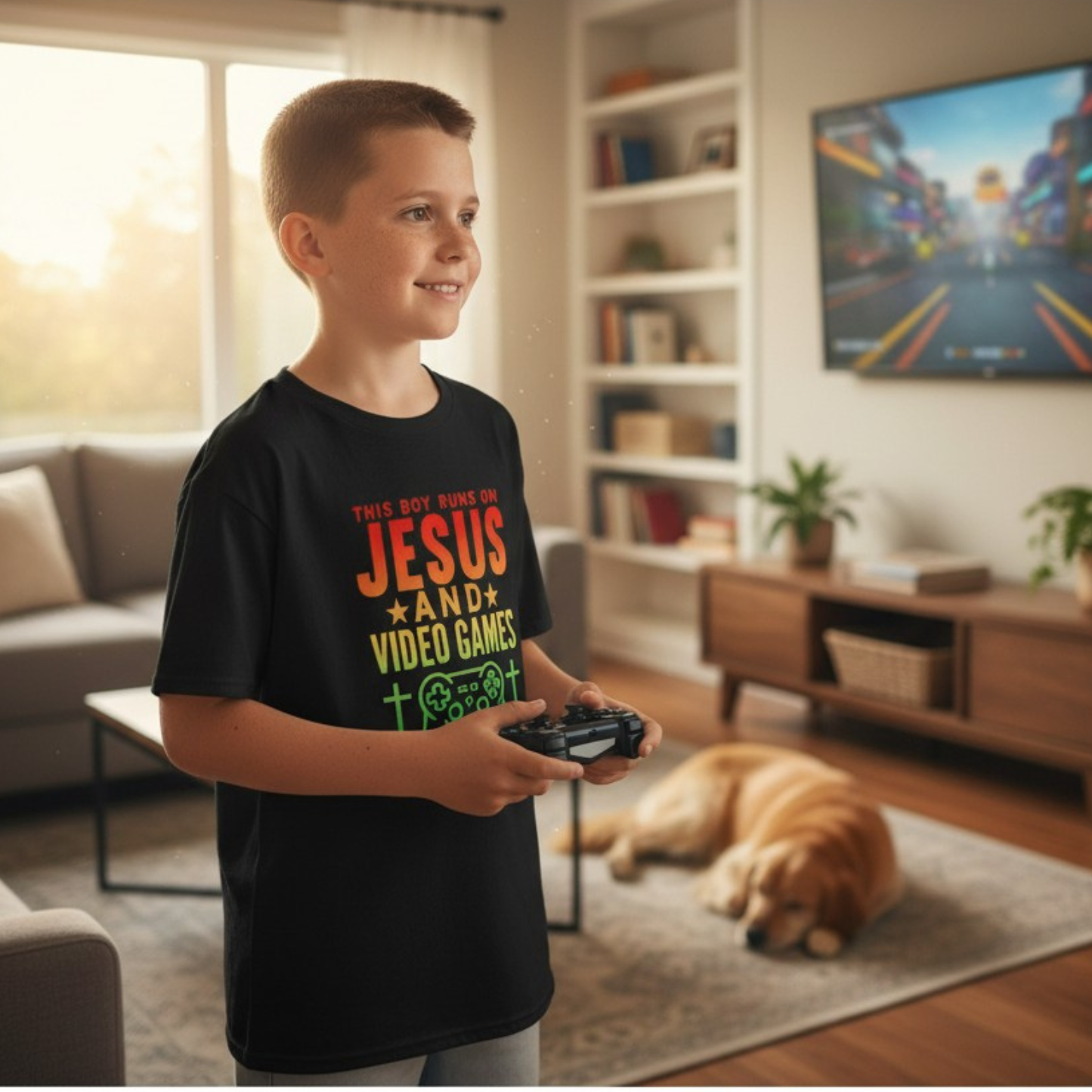 This Boy Runs on Jesus and Video Games | Kids’ Heavy Cotton Tee