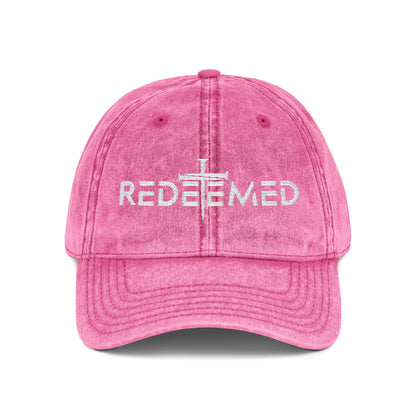 Redeemed Cross Vintage Distressed Dad Hat – Christian Faith Cap