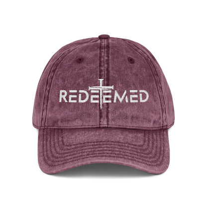 Redeemed Cross Vintage Distressed Dad Hat – Christian Faith Cap