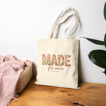 Made for More – Ephesians 2:10 Canvas Tote | Eco-Friendly Scripture Bag